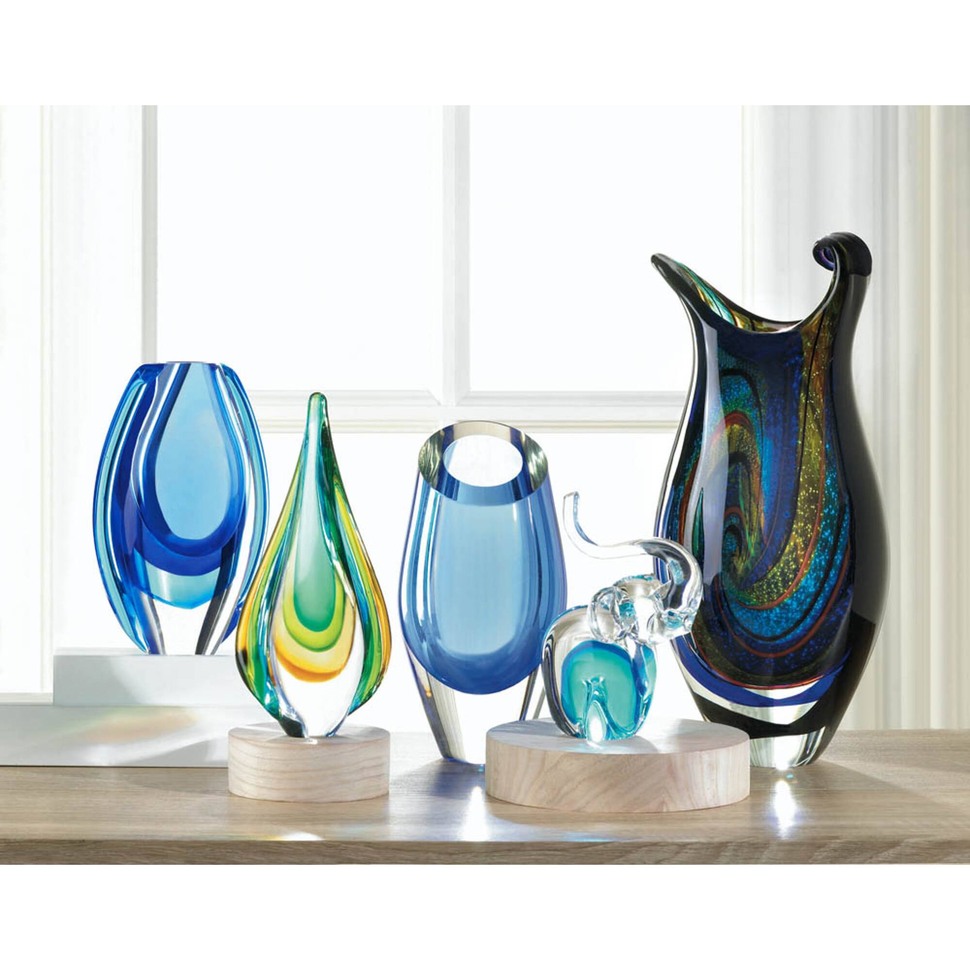 8.5" Azure Blue Art Glass Vase